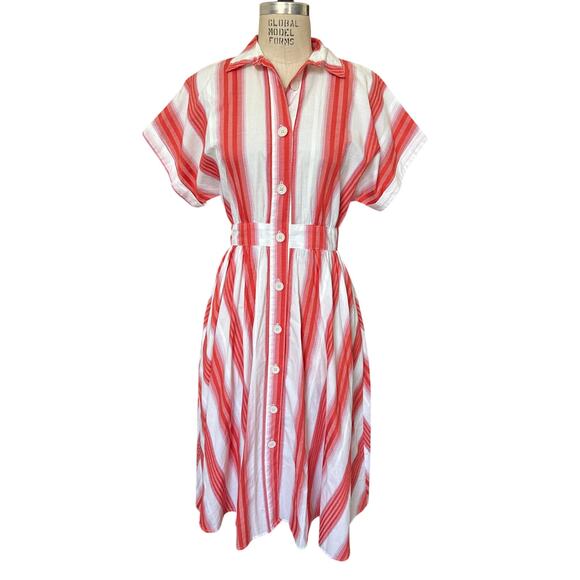 NWOT Never A Wallflower Button Down Shirt Dress in Orange Stripe Size XS
